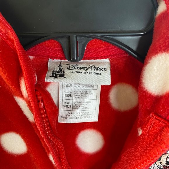 Walt Disney World Parks Girls Fleece Zip Jacket Red Polka Dot Minnie Mouse 18M - Picture 7 of 9